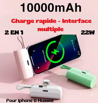 Mini batterie externe  type-c, pour iPhone, Samsung, Huawei