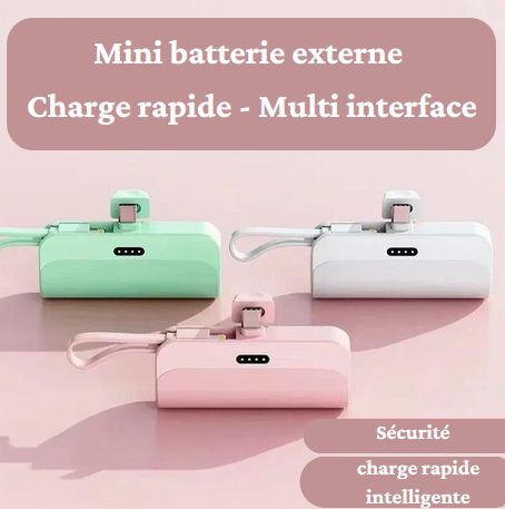 Mini batterie externe  type-c, pour iPhone, Samsung, Huawei